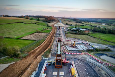 Wendover Viaduct deck from above during the first deck slide looking south 10.01.24 (1)