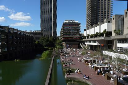 The Barbican, with the south side of the arts centre to the right.